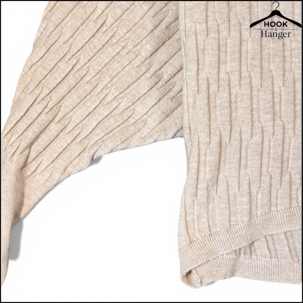 Kerisma Yuzu Daza Top G946 Knit Sweater M/L Beige Textured Batwing Wool Ecru Geo - Picture 5 of 9